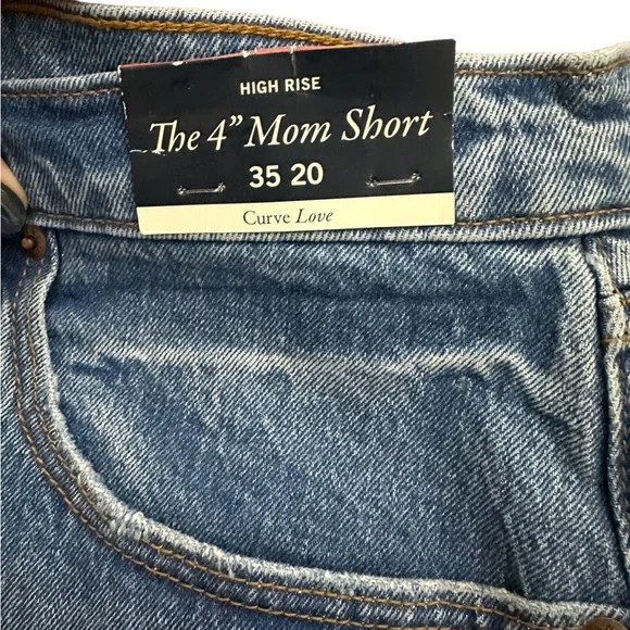 NWT Abercrombie & Fitch Curve Love High Rise 4” Mom Short Size 35 Raw Hem - Picture 4 of 10
